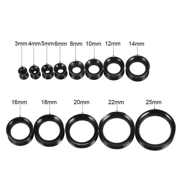 8mm 0G 0 Gauge Black Silicone tunnels ear piercing earring hole squishy expander - Picture 2 of 3